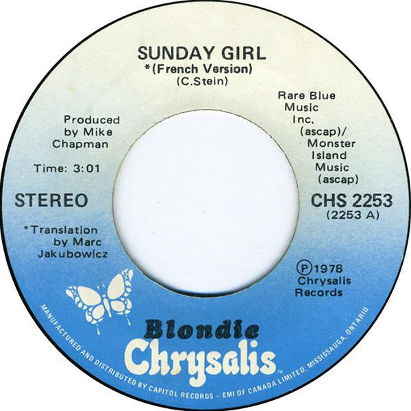 Blondie : Sunday Girl (French Version) (7", Single)