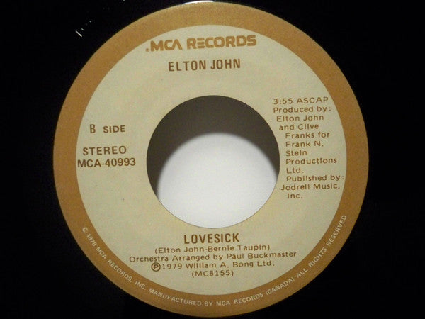 Elton John : Song For Guy (7", Single)