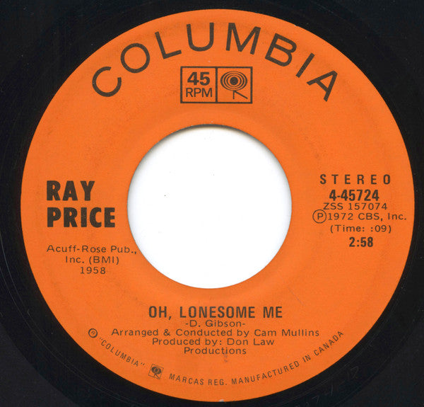 Ray Price : She's Got To Be A Saint / Oh, Lonesome Me (7", Single)