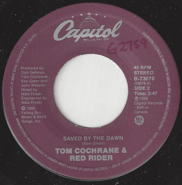 Tom Cochrane & Red Rider : Good Times (7")