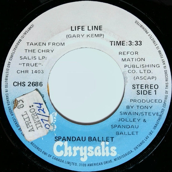 Spandau Ballet : Life Line (7", Single)