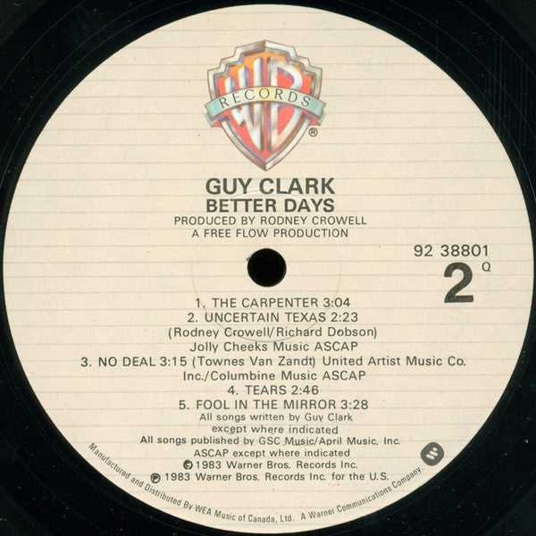 Guy Clark : Better Days (LP, Album)