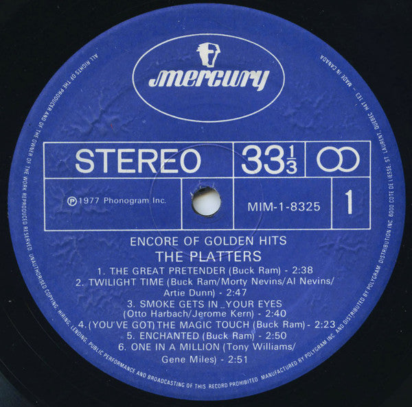 The Platters : Encore Of Golden Hits (LP, Comp, RE)