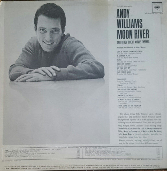 Andy Williams : Moon River And Other Great Movie Themes (LP, Album, Mono)