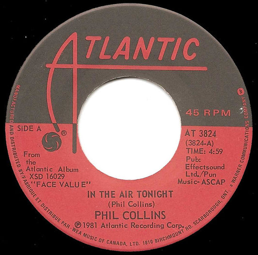 Phil Collins : In The Air Tonight (7", Single)