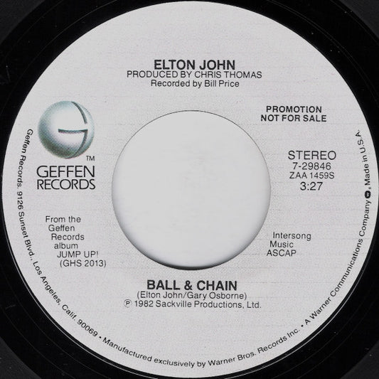 Elton John : Ball & Chain (7", Promo)