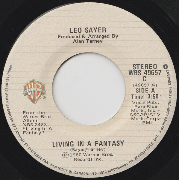 Leo Sayer : Living In A Fantasy (7", Single)