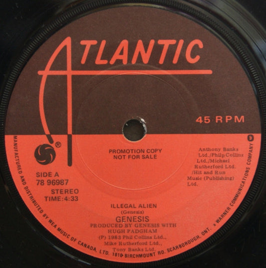 Genesis : Illegal Alien (7", Single, Promo)
