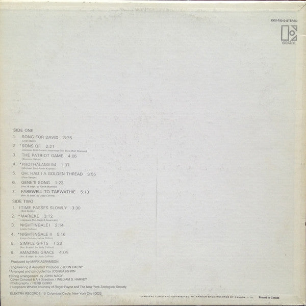 Judy Collins : Whales And Nightingales (LP, Album)