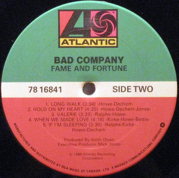 Bad Company (3) : Fame And Fortune (LP, Album)