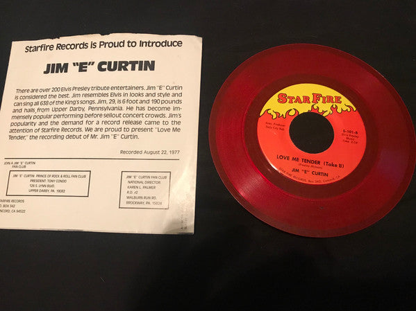 Jim "E" Curtin : Love Me Tender (7", Single, Red)