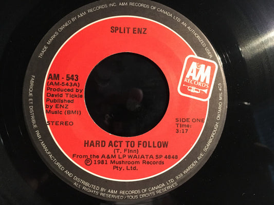Split Enz : Hard Act To Follow (7", Single)