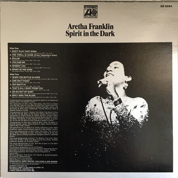 Aretha Franklin : Spirit In The Dark (LP, Album, RE)