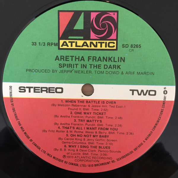 Aretha Franklin : Spirit In The Dark (LP, Album, RE)
