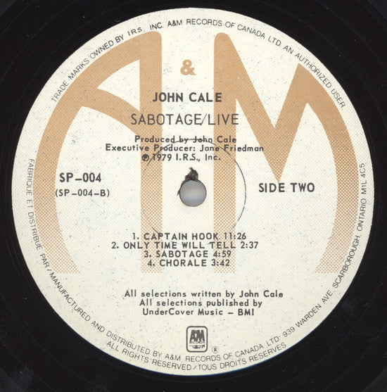 John Cale : Sabotage / Live (LP, Album)