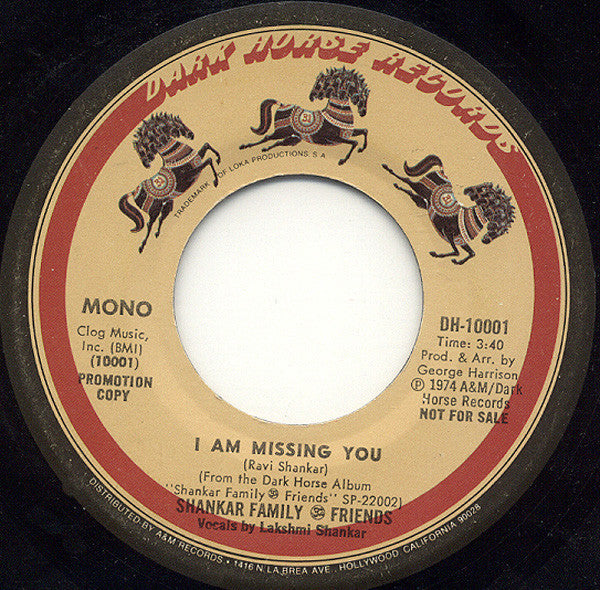 Shankar Family & Friends : I Am Missing You (7", Single, Promo)