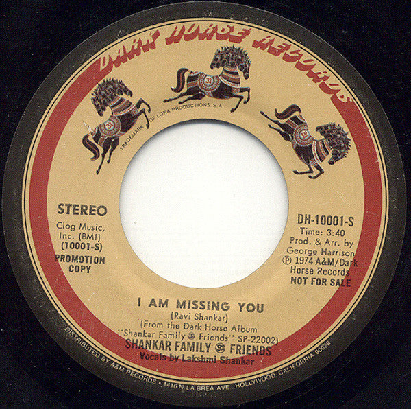 Shankar Family & Friends : I Am Missing You (7", Single, Promo)