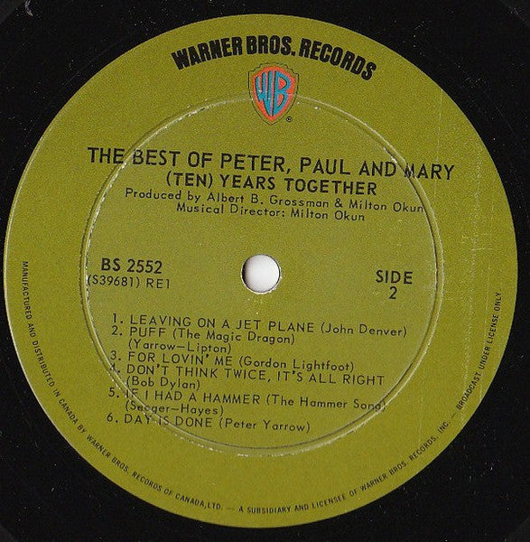 Peter, Paul And Mary* : The Best Of Peter, Paul And Mary: (Ten) Years Together (LP, Comp, Gat)