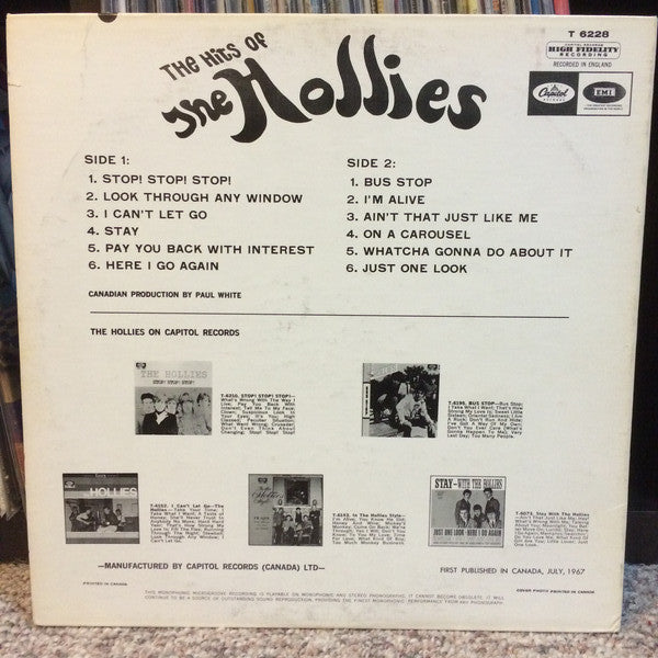 The Hollies : The Hits Of The Hollies (LP, Comp, Mono)