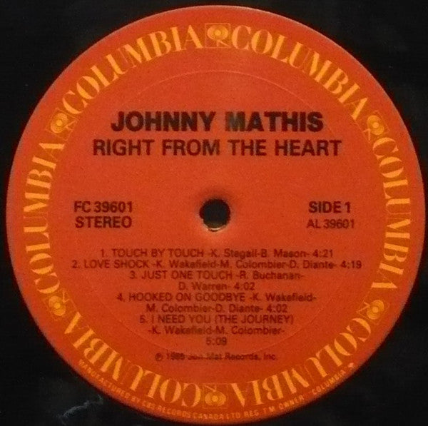 Johnny Mathis : Right From The Heart (LP, Album)