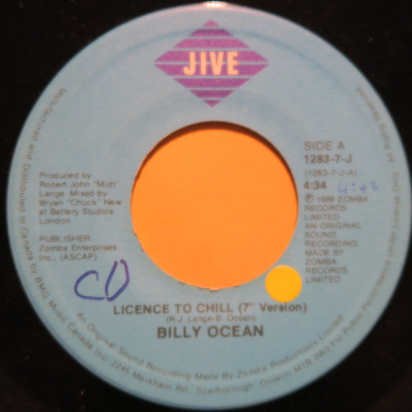 Billy Ocean : Licence To Chill / Pleasure (7")