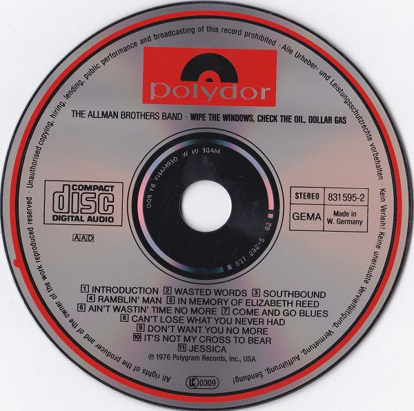 The Allman Brothers Band : Wipe The Windows, Check The Oil, Dollar Gas (CD, Album, RE)
