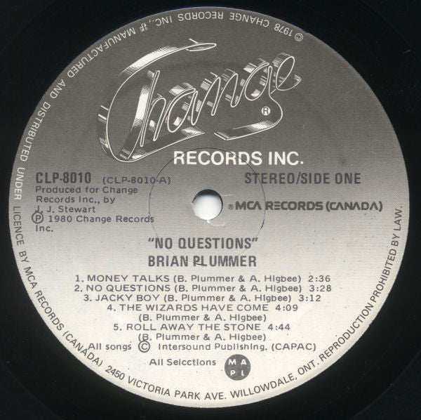 Brian Plummer : No Questions (LP, Album)