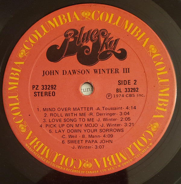 Johnny Winter : John Dawson Winter III (LP, Album, Gat)