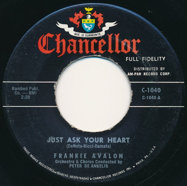 Frankie Avalon : Just Ask Your Heart / Two Fools (7", Single, Styrene)