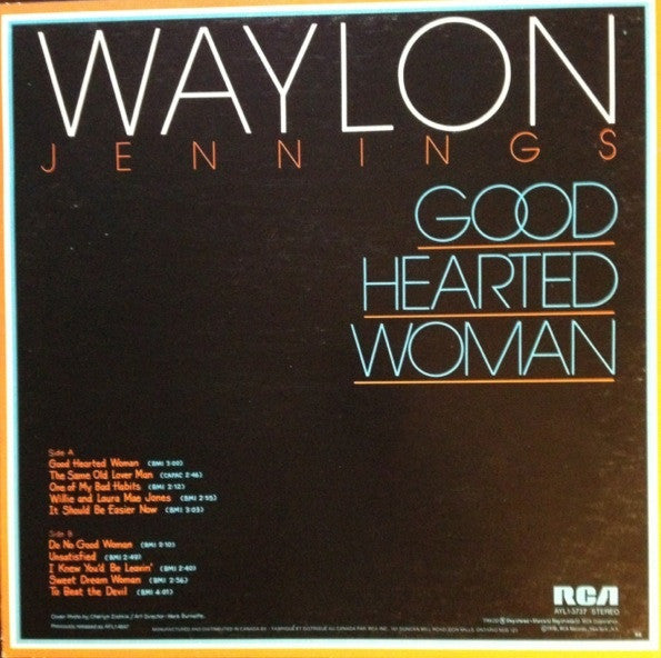 Waylon Jennings : Good Hearted Woman (LP, Album, RE)