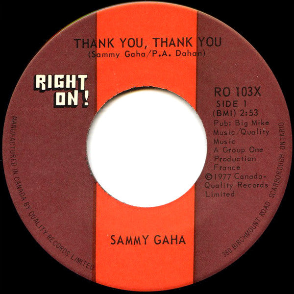 Little Sammy Gaha : Thank You, Thank You (7")