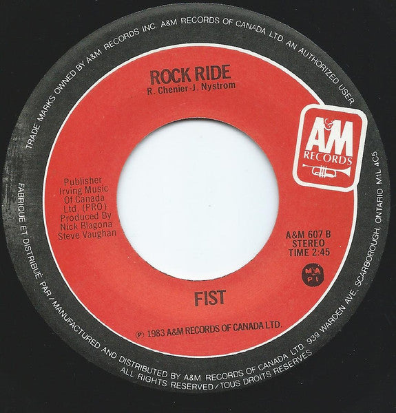 Fist : Over The Line / Rock Ride (7", Single)