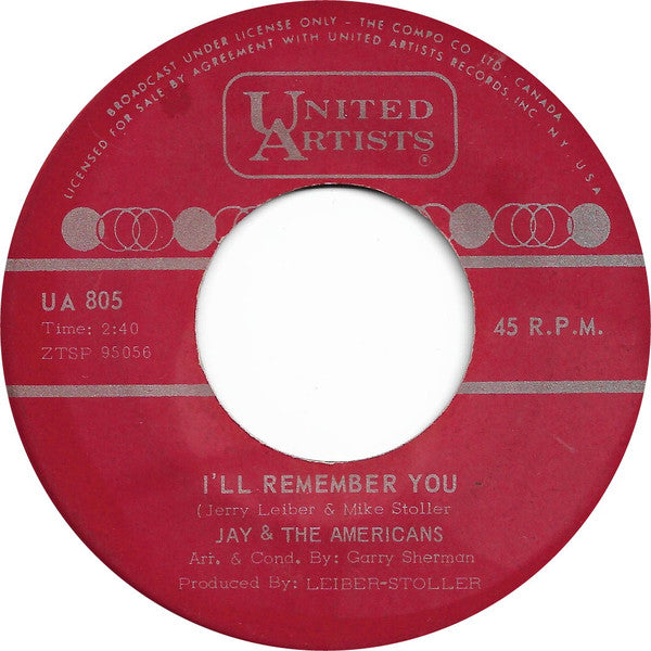 Jay & The Americans : Let's Lock The Door (And Throw Away The Key)  (7")