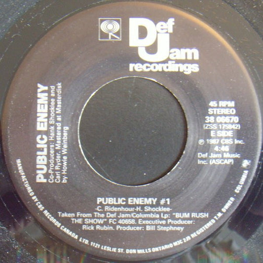 Public Enemy : Public Enemy #1 (7", Single)