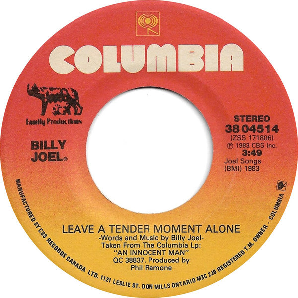 Billy Joel : Leave A Tender Moment Alone (7", Single)