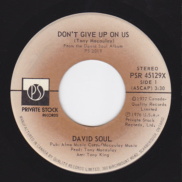 David Soul : Don't Give Up On Us (7")