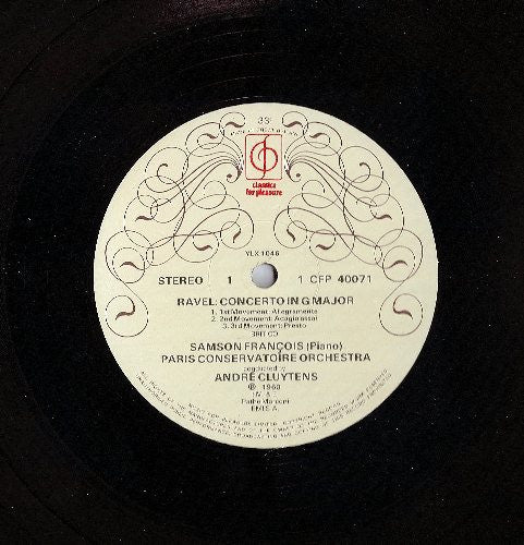 Maurice Ravel / Samson François, Orchestre De La Société Des Concerts Du Conservatoire conducted by André Cluytens : Piano Concerti (LP)