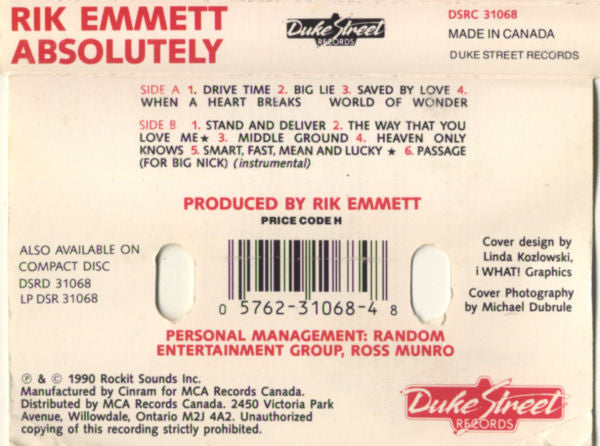 Rik Emmett : Absolutely (Cass, Album, Dol)
