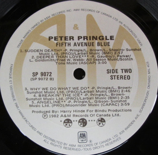 Peter Pringle : Fifth Avenue Blue (LP, Album)
