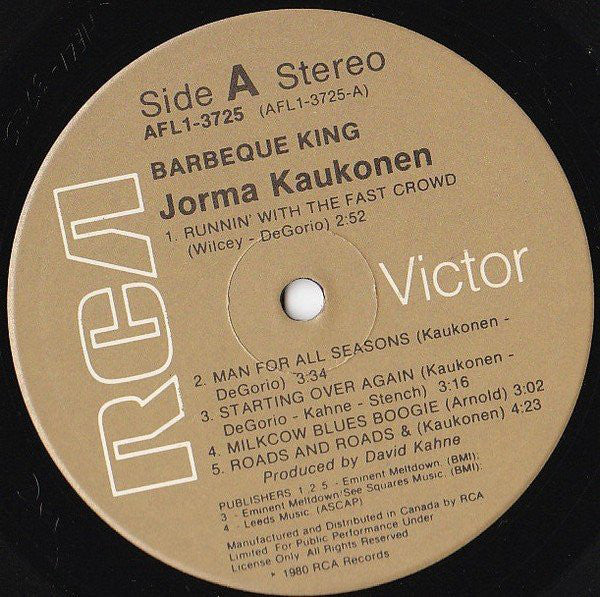 Jorma Kaukonen  &  Vital Parts : Barbeque King (LP, Album)