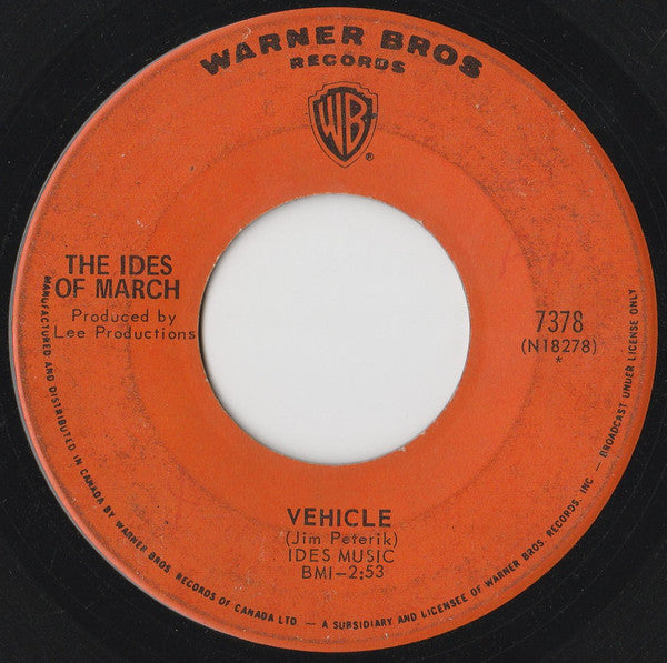 The Ides Of March : Vehicle / Lead Me Home, Gently (7", Single)