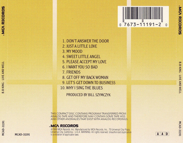 B.B. King : Live & Well (CD, Album)