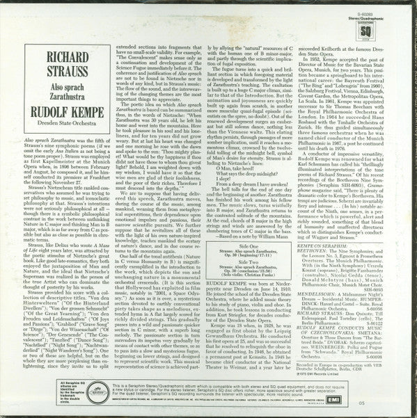 Richard Strauss - Rudolf Kempe, Staatskapelle Dresden : Also Sprach Zarathustra (LP, Album, Quad)