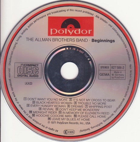 The Allman Brothers Band : Beginnings (CD, Comp, RE)