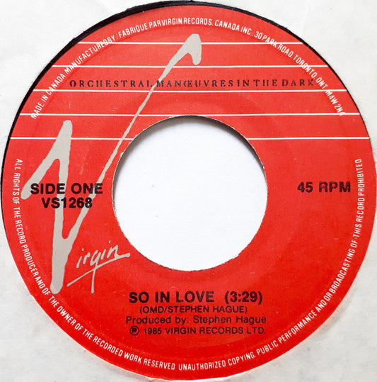 Orchestral Manœuvres In The Dark* : So In Love (7", Single)
