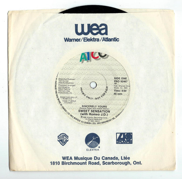 Sweet Sensation With Romeo J.D. : Sincerely Yours (7", Single)