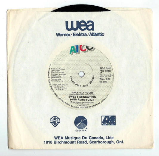 Sweet Sensation With Romeo J.D. : Sincerely Yours (7", Single)