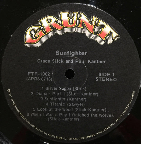 Paul Kantner, Grace Slick : Sunfighter (LP, Album)