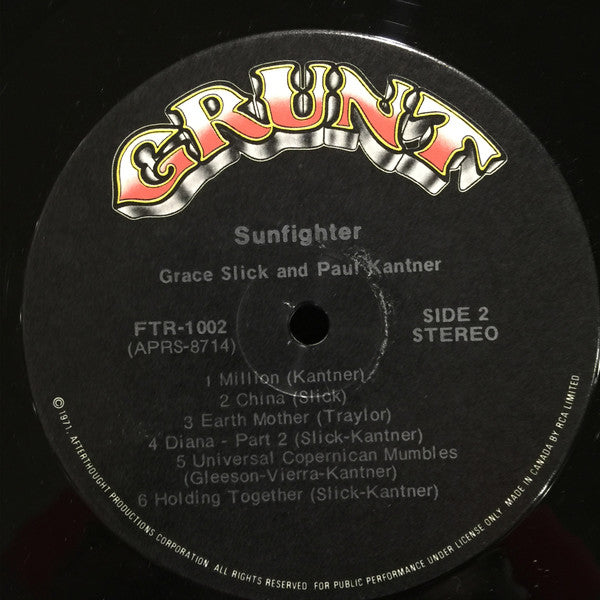 Paul Kantner, Grace Slick : Sunfighter (LP, Album)