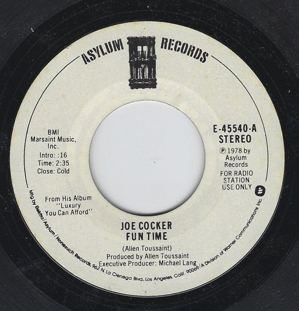 Joe Cocker : Fun Time (7", Single, Mono, Promo, SP)